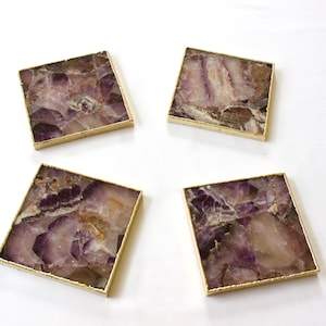 Amethyst Agate - Set of 4 Large Square Coasters | Personalised Momentos