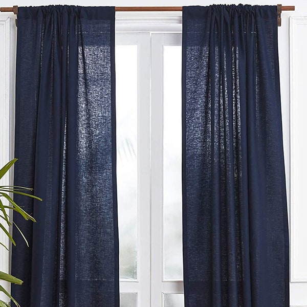 Navy Curtains Etsy