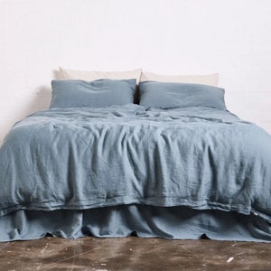 Teal Blue - 100% Pure Linen | Linen Cotton Mix | 3 Piece Duvet Cover Set | 4 Piece Sheet Set | Handmade | Pre-washed | Soft