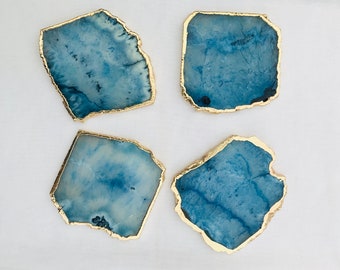 Blue Agate - Set of 4 Large Coasters/Personalised Momentos