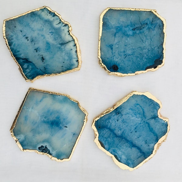 Blue Agate - Set of 4 Large Coasters/Personalised Momentos