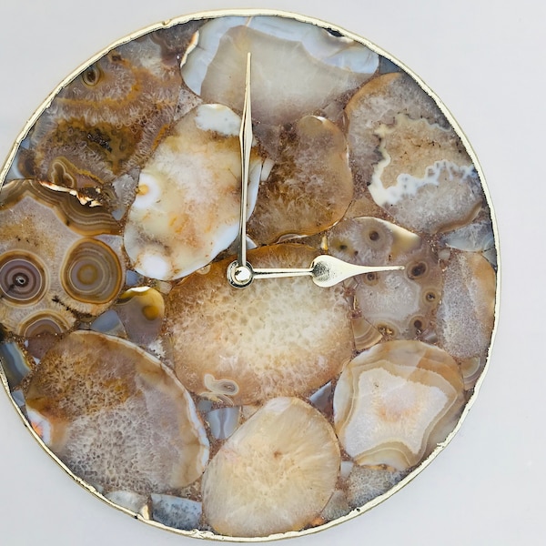 Large Brown Agate Wall Clock/Personalised Momento