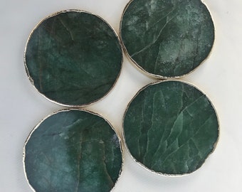 Sage Green Agate Hand Rounded Coasters - Set of 4 Large Coasters/Personalised Momentos