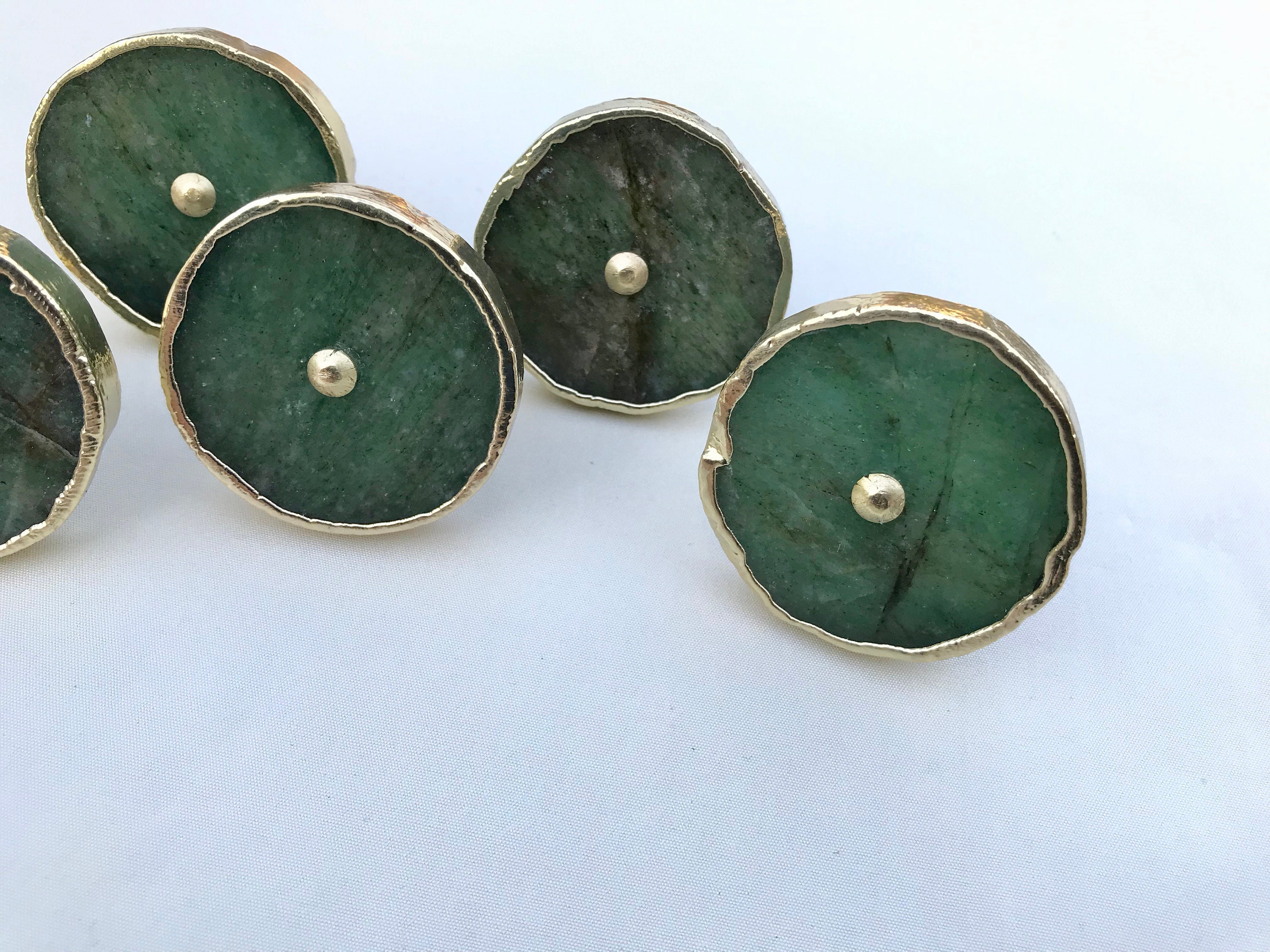 Ensemble de 6 Sauge Green Hand Rounded Agate Classic Vintage Finish Cabinet Drawer Pull Wardrobe Dre