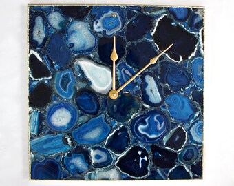 Blue Agate Wall Clock | Square