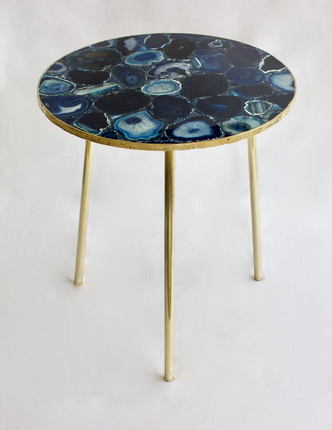 Blue Agate Round Coffee/side Table Etsy