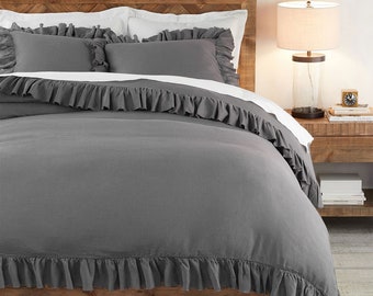 gray ruffle euro sham