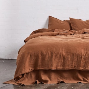 Rust - 100% Pure Linen | Linen Cotton Mix | 3 Piece Duvet Cover Set | 4 Piece Sheet Set | Handmade | Pre-washed | Soft