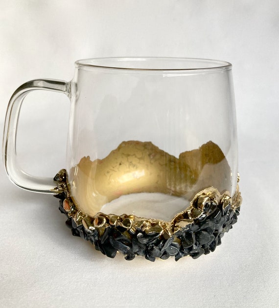 Crystal Glass Tea/Coffee Mug | Black Agate | 17 oz