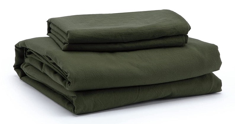 Moss Green 100% Cotton 3 Piece Duvet Cover Set 4 Piece Sheet Set Pre-washed 200 TC percale image 6