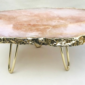 Rose Quartz Agate Cake Stand/Centrepiece/Display Stand/Tray