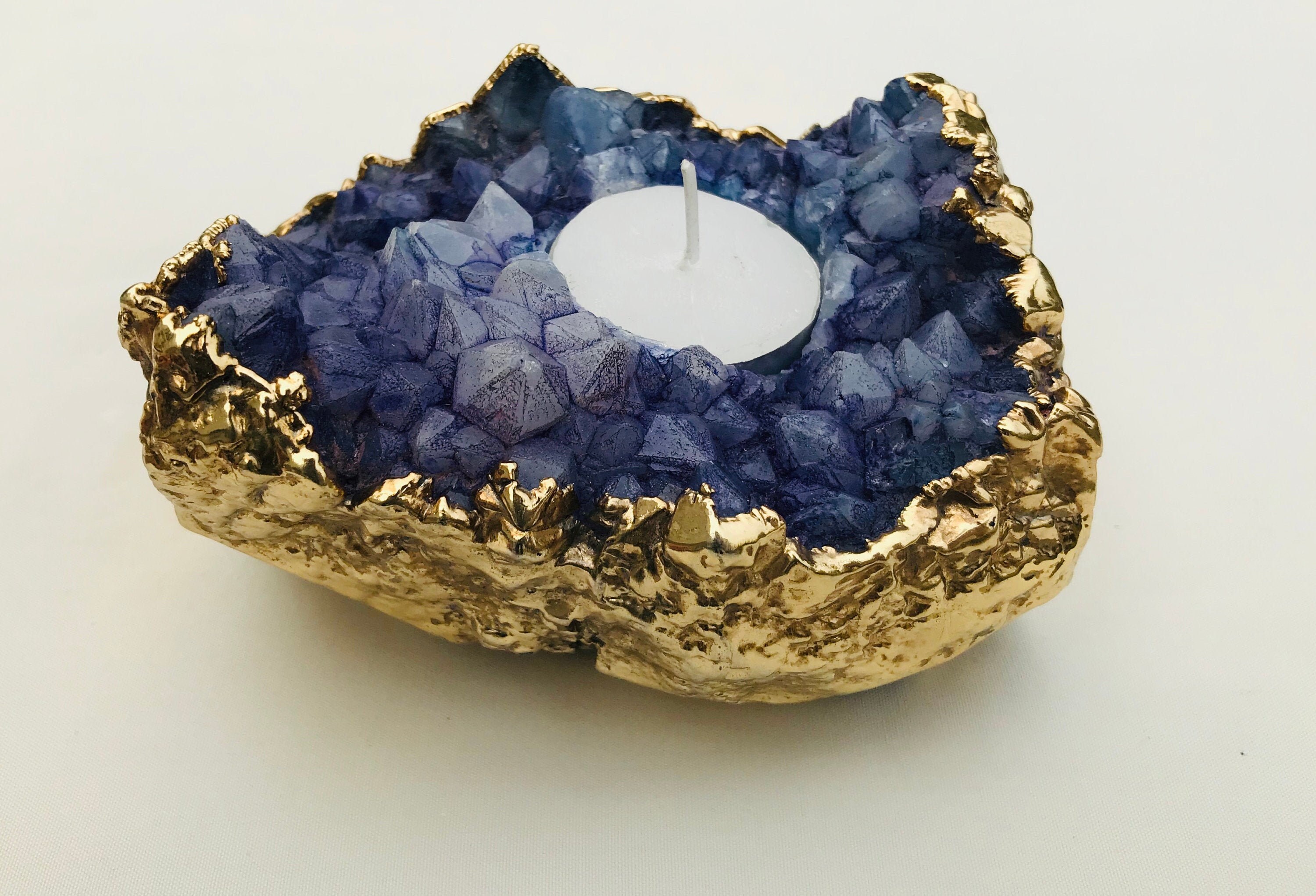 Purple Agate Crystal Tea Light Holder Etsy