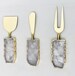 Set of 3 Clear Quartz Agate Cheese Knives/Spreaders 