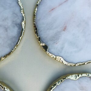 White Agate Hand Rounded Coasters Set of 4 Large Coasters/Personalised Momentos image 4
