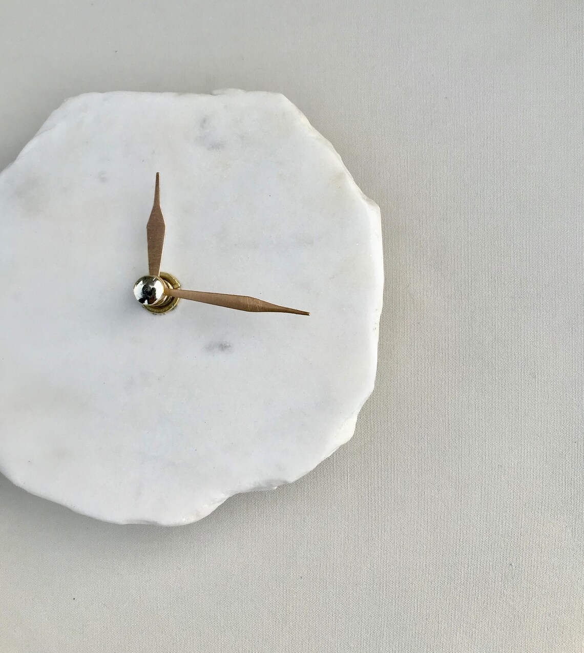 Hand Chipped Round White Marble Desk/Wall Clock/Personalised Etsy