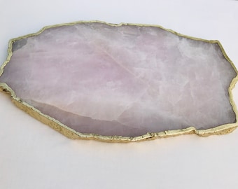 Grand plateau de fromage en agate de quartz rose / plateau / momentos personnalisés / panneaux de signalisation