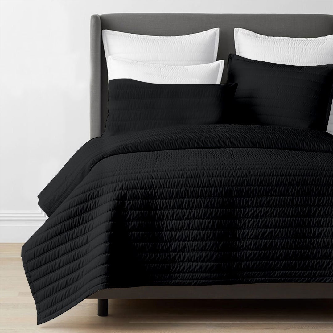 Black 3piece Quilt Bedding With Quilt Pillowcases Etsy