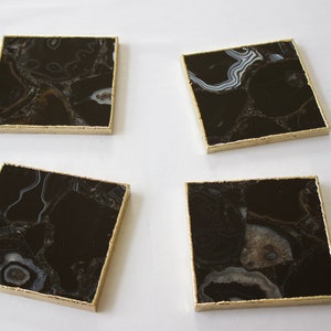 Black Agate - Set of 4 Large Square Coasters | Personalised Momentos