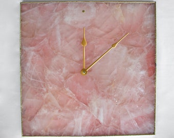 Rose Quartz Agate Wall Clock | Square | Pink