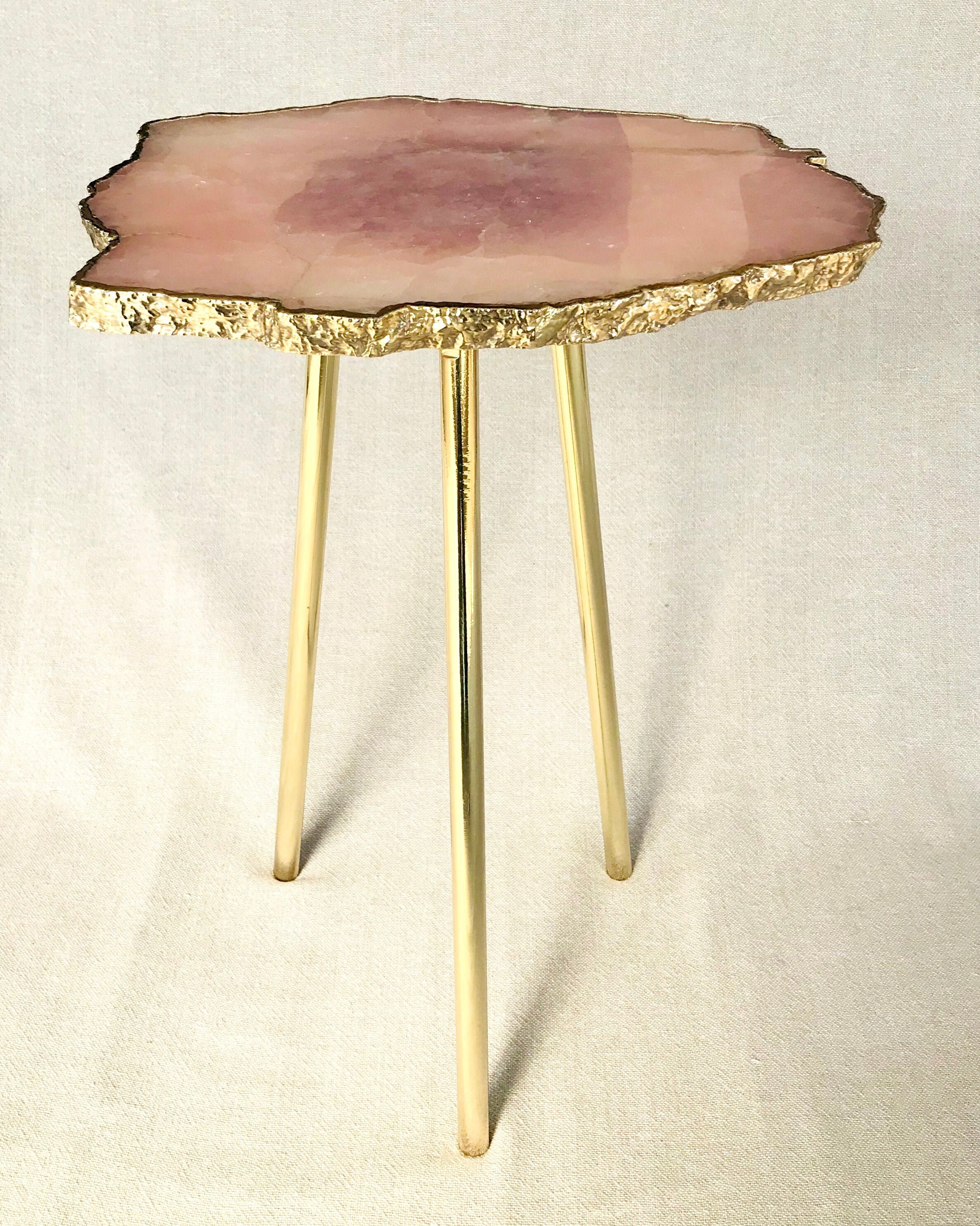 Rose quartz side table deals