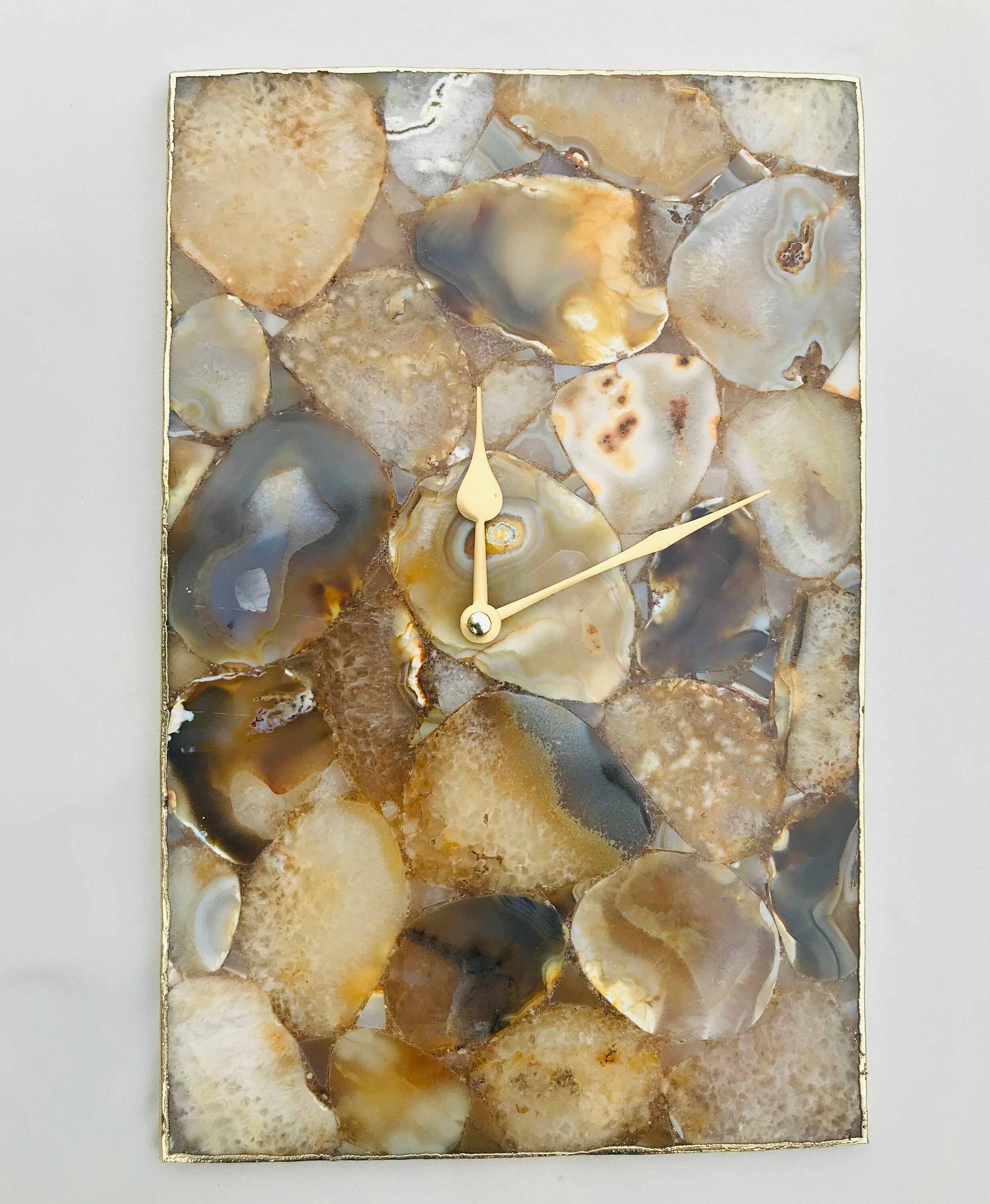 Brown Crystal Agate Large Wall Clock/Personalised Momento