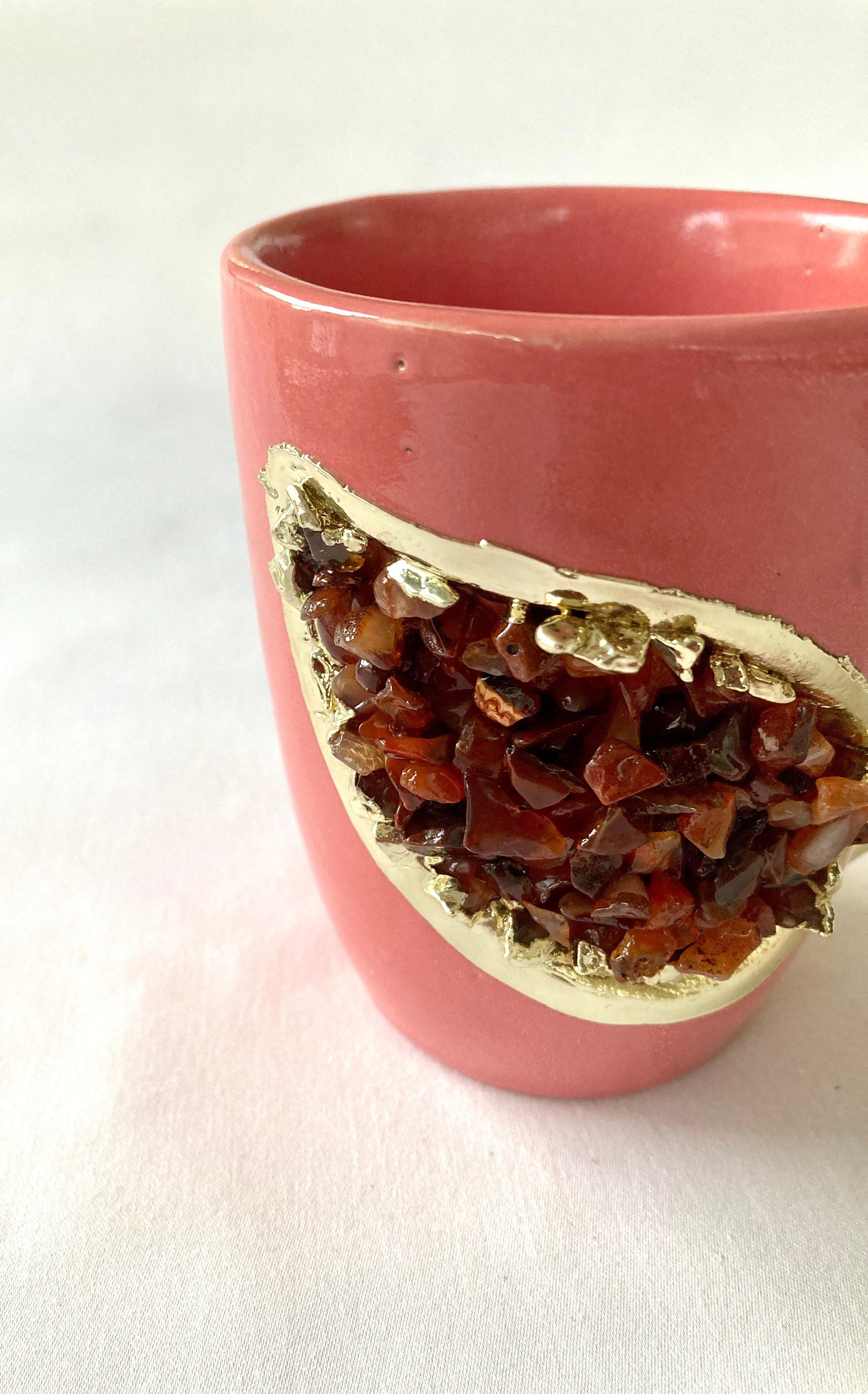 Set of 2 personalised Pink and Gold Ceramic Coffee/tea Mug Etsy