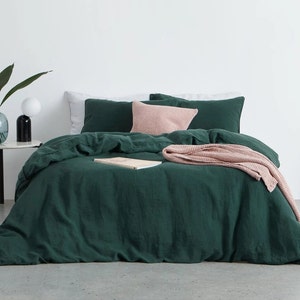 Dark Green - 100% Cotton 3 Piece Duvet Cover Set | 4 Piece Sheet Set | Pre-washed | 200 TC percale