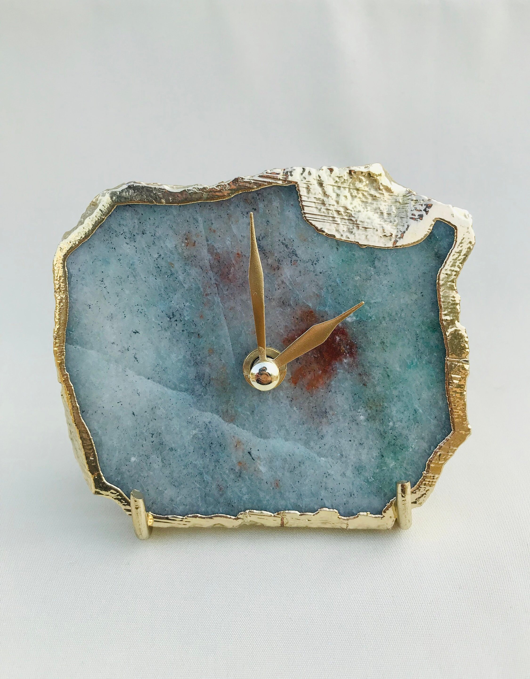 Gris Vert Aventure Agate Desk/Wall Clock/Momento Personnalisé
