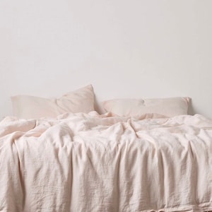 Baby Pink - 100% Pure Linen | Linen Cotton Mix | 3 Piece Duvet Cover Set | 4 Piece Sheet Set | Handmade | Pre-washed | Soft