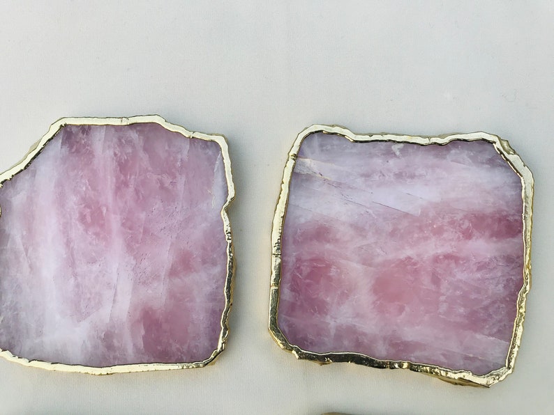 Set of 4 Large CoastersPersonalised Momentos Rose Quartz Agate