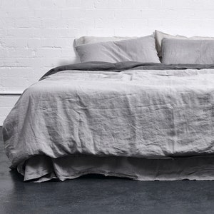 Light Grey - 100% Pure Linen | Linen Cotton Mix | 3 Piece Duvet Cover Set | 4 Piece Sheet Set | Handmade | Pre-washed | Soft