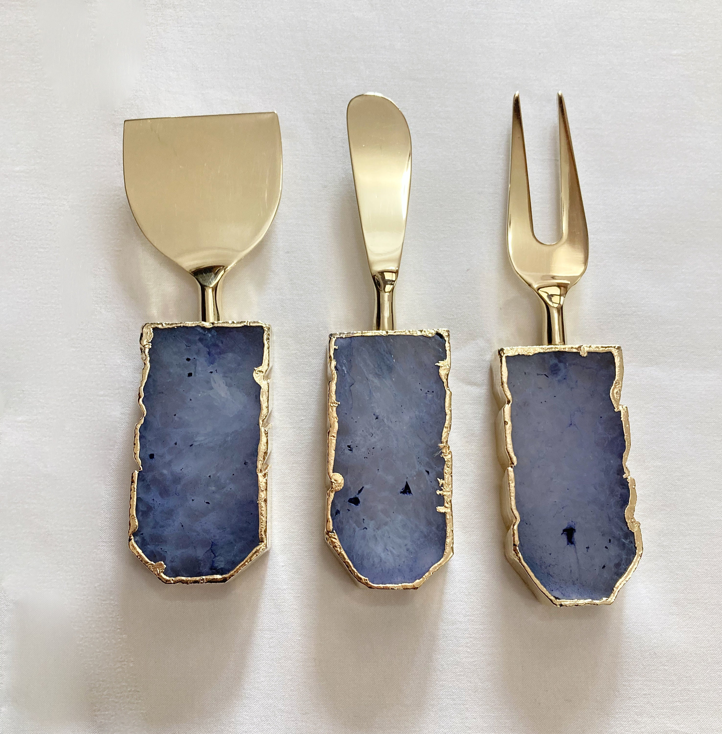 Gold and Blue Cheese Knife Set