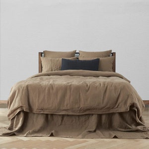 Dusty Brown - 100% Pure Linen | Linen Cotton Mix | 3 Piece Duvet Cover Set | 4 Piece Sheet Set | Handmade | Pre-washed | Soft