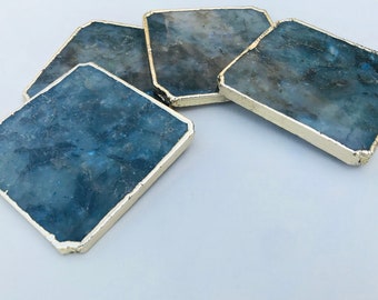 Labradorite/Gemstone/Semi-precious stone/Agate - Set of 4 Large Coasters/Personalised Momentos