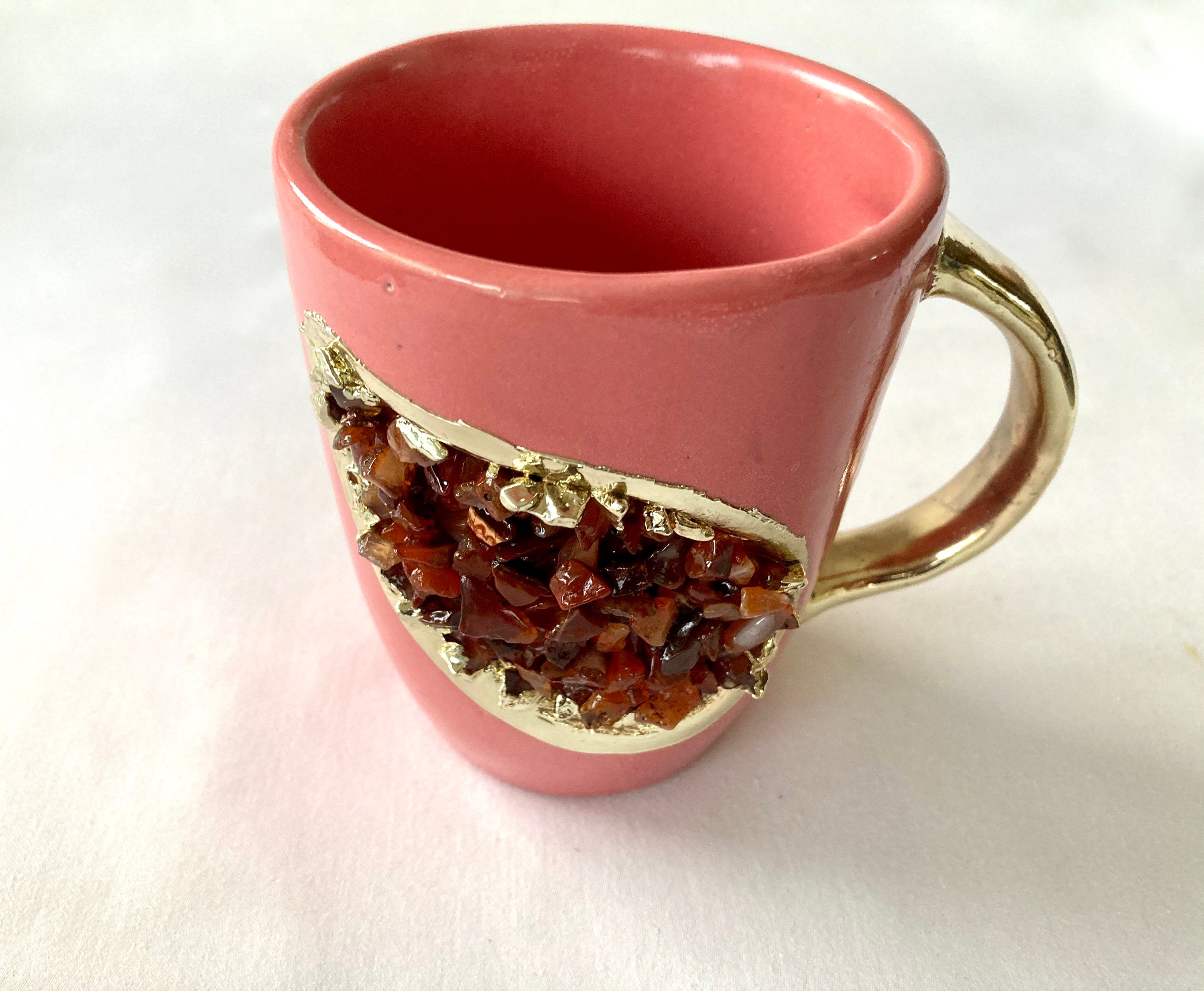 Set of 2 personalised Pink and Gold Ceramic Coffee/tea Mug Etsy