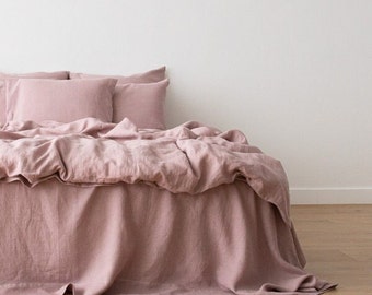 Dusty Pink - 100% Pure Linen | Linen Cotton Mix | 3 Piece Duvet Cover Set | 4 Piece Sheet Set | Handmade | Pre-washed | Soft