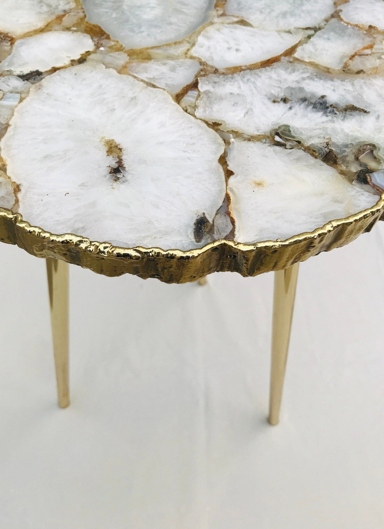 White Crystal Agate Organic Edge Side/coffee Table Etsy