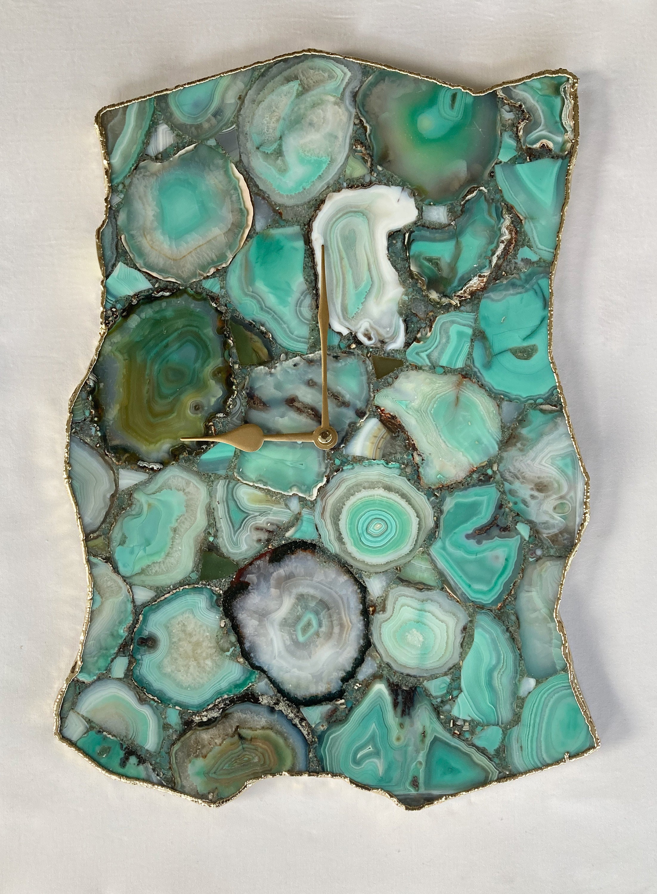 Grande Horloge Murale Agate Verte/Momento Personnalisé/10x15