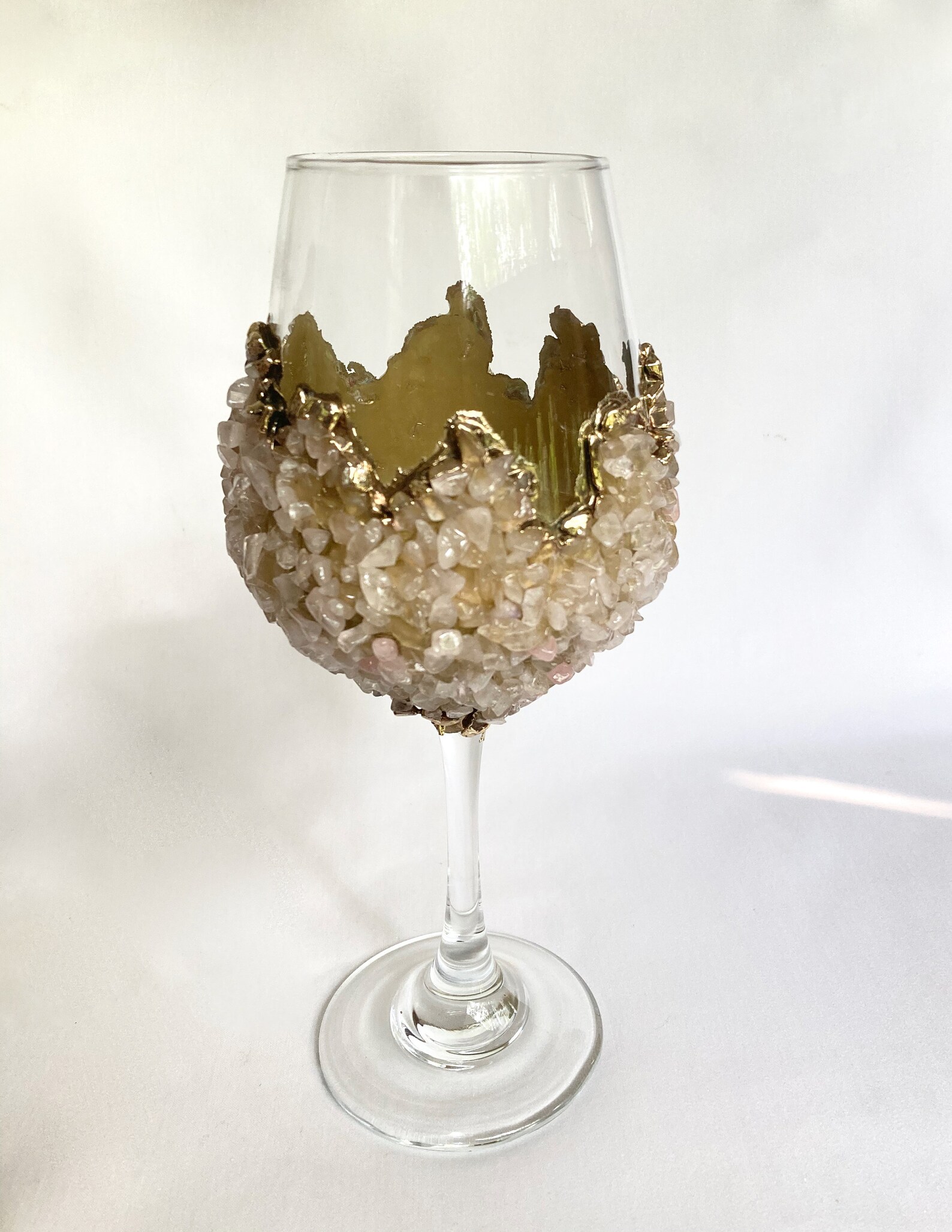 Crystal Wine Glasses with Gold Plated Rose Quartz Agate/Quartz Etsy
