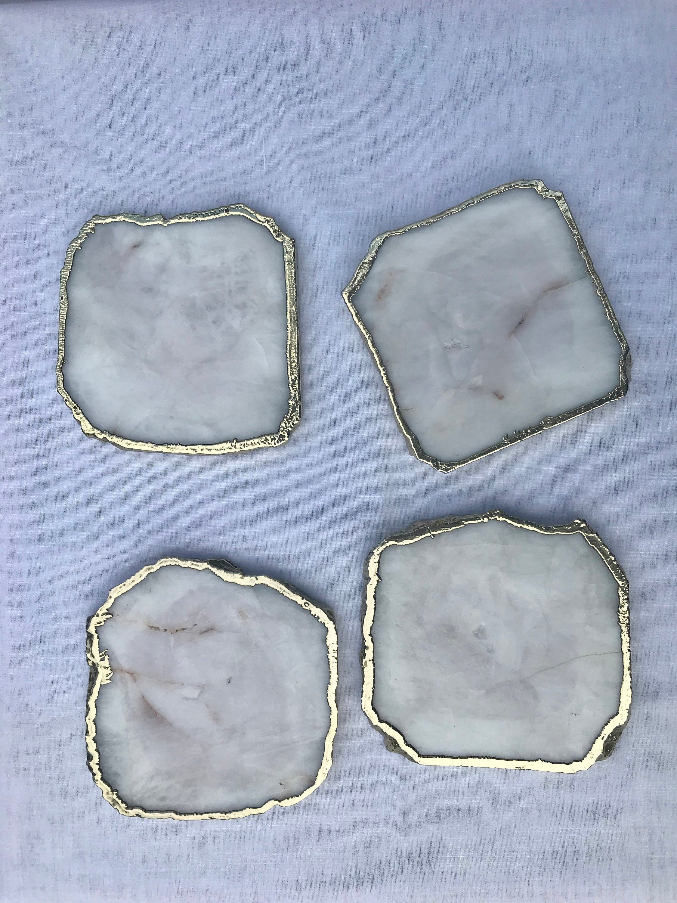 White Agate - Set of 4 large Coasters/Personalised Momentos
