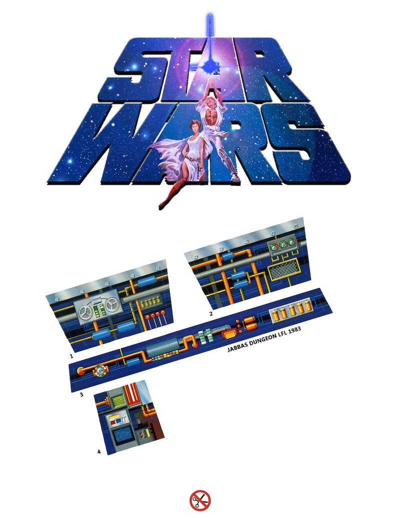 Star Wars Jabba The Hutts Dungeon vintage custom repro stickers labels decals printed on Canon 12 ink system printer on white gloss vinyl