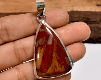 Natural Noreena Jasper Gemstone Pendant | Vintage Style Handmade 925 Sterling Silver Jewellery