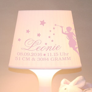 Children's lamp fairy with dates of birth and names image 1