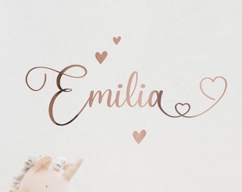 Wall sticker "Desired name" metallic foil or colored, name lettering can also be used as a furniture tattoo or door sign