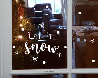 Window sticker "Let it snow" with extra snowflakes