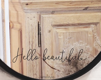 Sticker Aufkleber "Hello beautiful" mit Schriftauswahl, Wandsticker, Spiegelaufkleber
