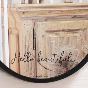 Sticker sticker "Hello beautiful" with choice of font, wall sticker, mirror sticker