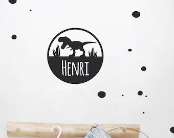 Door sign wall sticker "T-Rex with desired name" dinosaur, can also be used as a wall tattoo or furniture tattoo