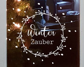 Fenstersticker Türsticker "Winter Zauber" Winterzauber mit Schneeflocken, Weihnachtsdeko auch für Glastüren geeignet