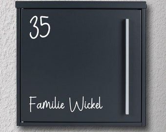 Mailbox nameplate "Name" selectable 1 line, 2 lines, inscription name with or without house number / street